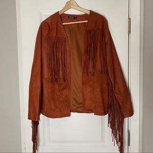 Leather fringe jacket